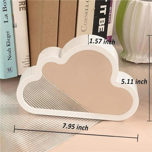 Tulip Cloud Mirror Night Light Pink Table Lamp Bedroom Decor Gift for Girls - Picture 7 of 8